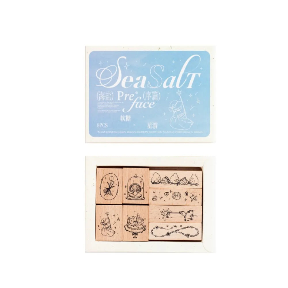 8-Piece Wood Rubber Stamp Set – Forest & Strawberry Journal