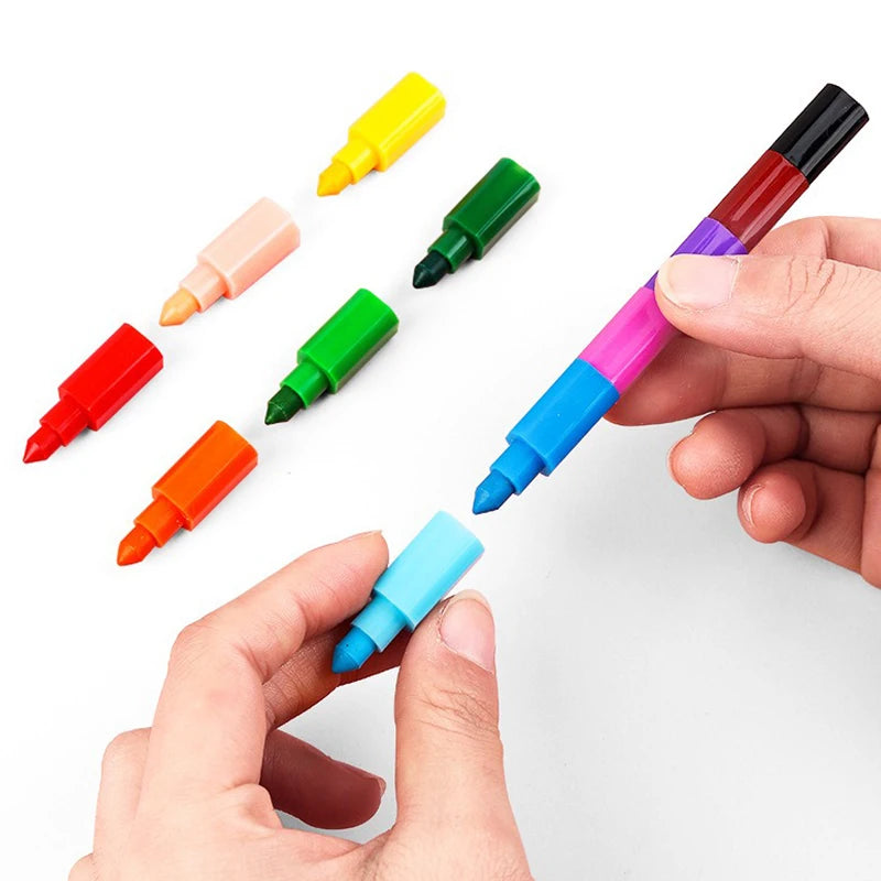 12-Color Stackable Building Block Crayons – Kids Art Gift Set