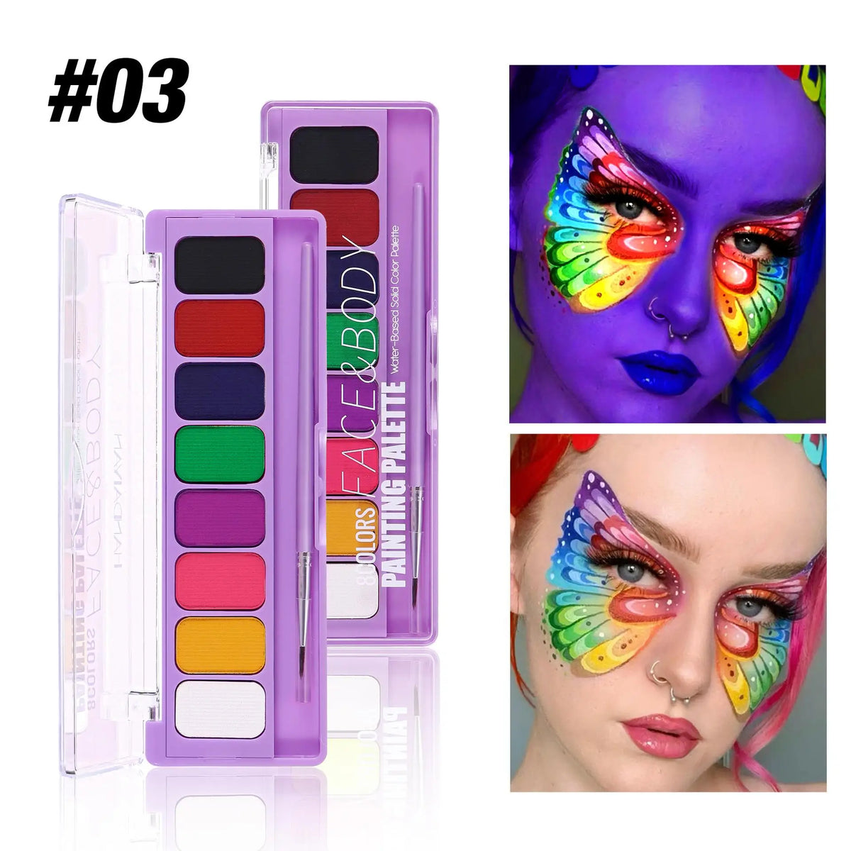 8-Color UV Neon Face & Body Art Paint – Glow Halloween Kit