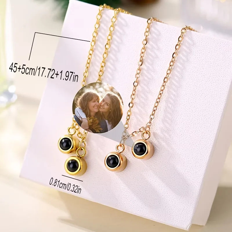 Custom Photo Projection Necklace | 316L Stainless Steel Pendant