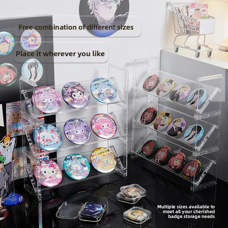 Stackable Anime Badge Display Case – Multi-Layer Pin Organizer