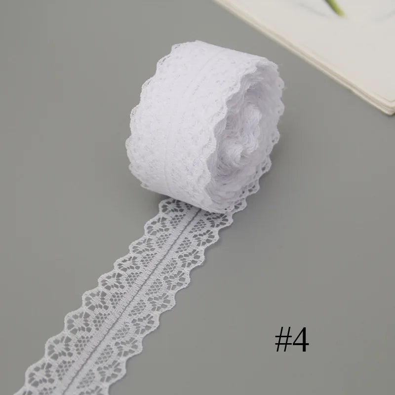 White Lace Ribbon 10m Roll – Hollow Flower Trim 3–4.5cm