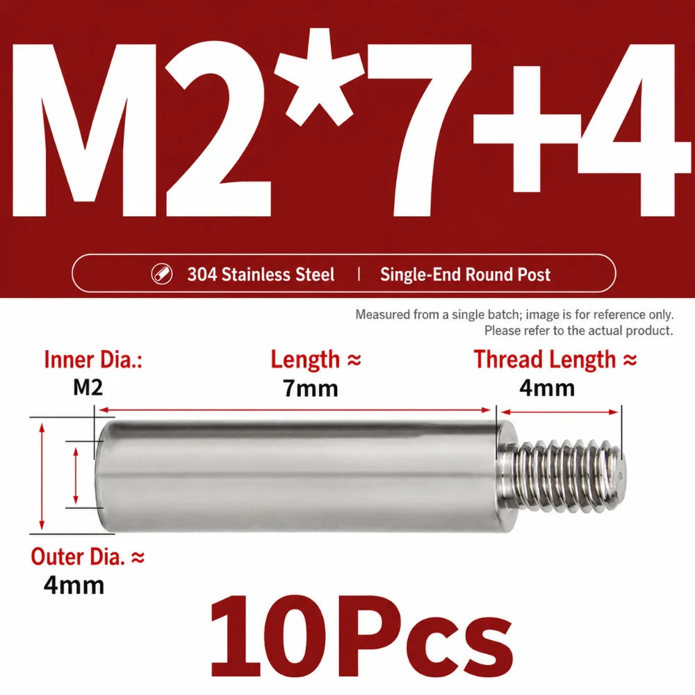 M2–M10 304 Stainless Steel PCB Standoff Spacer Pillars – 10 Pack