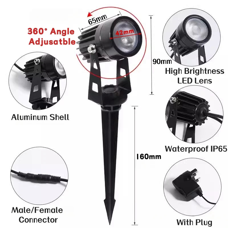 Outdoor RGB LED Lawn Spike Lamp IP65 Remote Control Garden Light