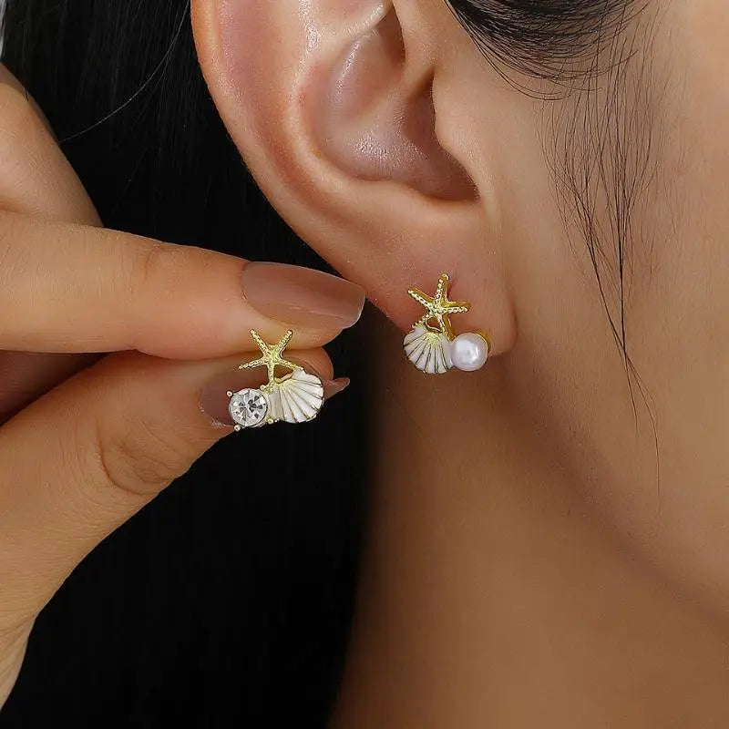 Ocean Shell Stud Earrings – Handmade Stainless Steel Jewelry