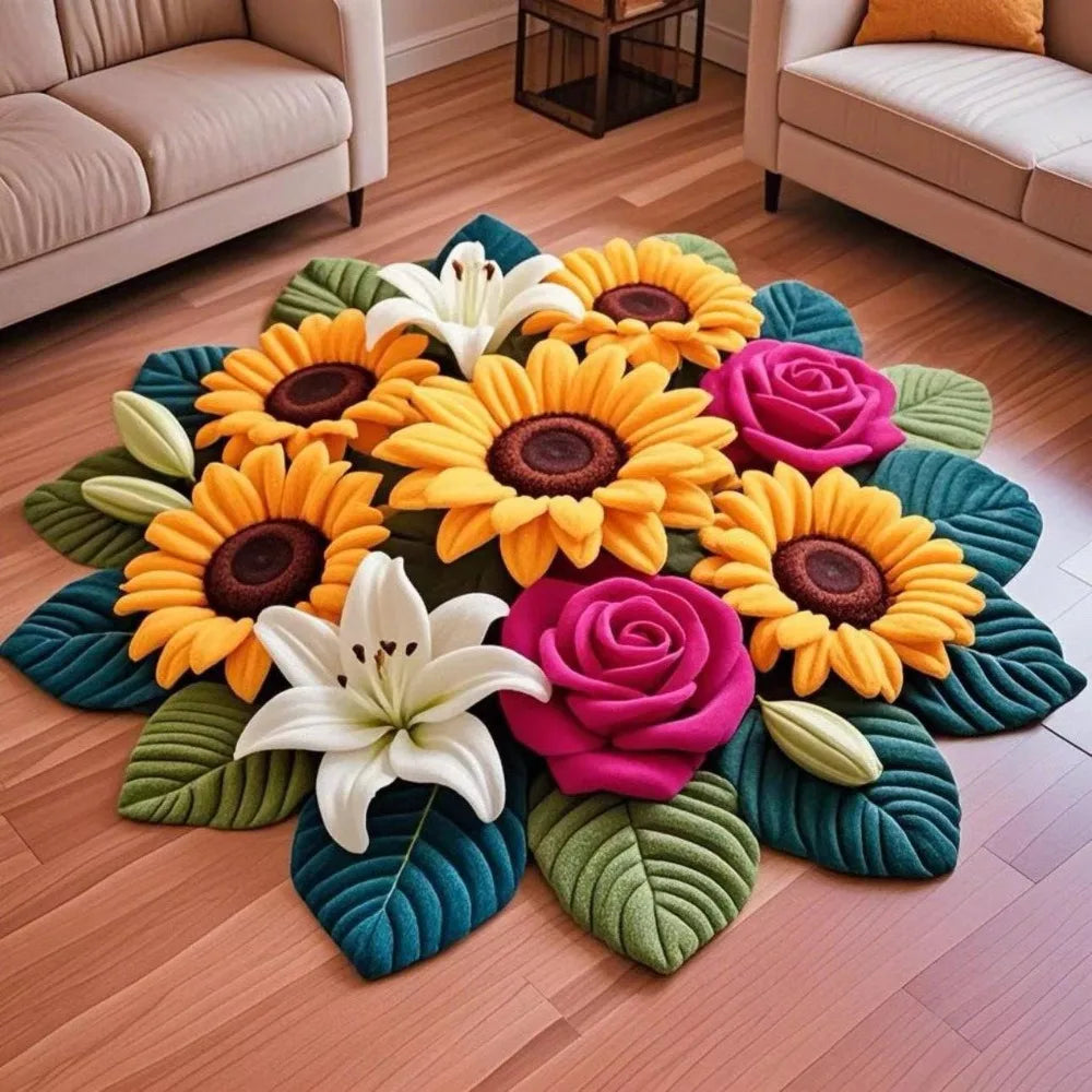 Sunflower Shape Soft Non-Slip Floor Mat – 60x60cm Absorbent Rug