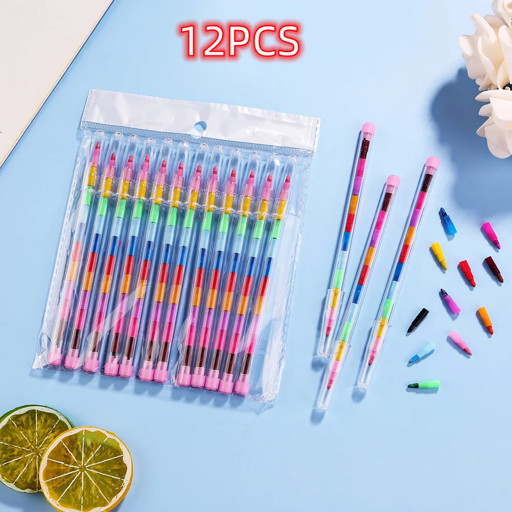 Stackable Colorful Wax Crayons Set 12-36 Pcs – Kids Art