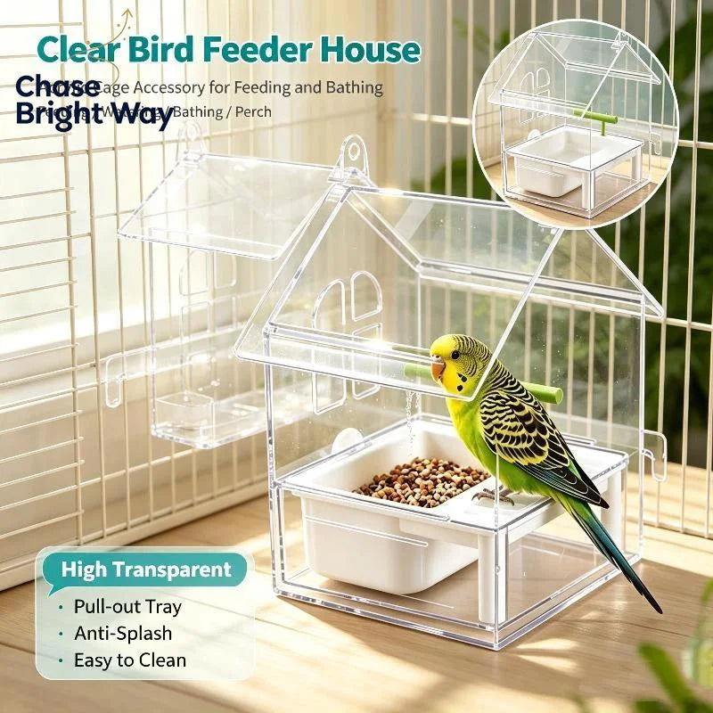 Hanging Bird Feeder Bowl – Leakproof Cage Feeder for Parrots