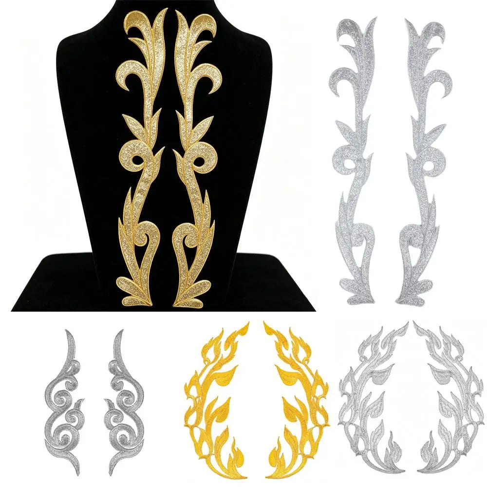 Baroque Gold & Silver Sequin Embroidery Appliqué Patches – 2 Pack