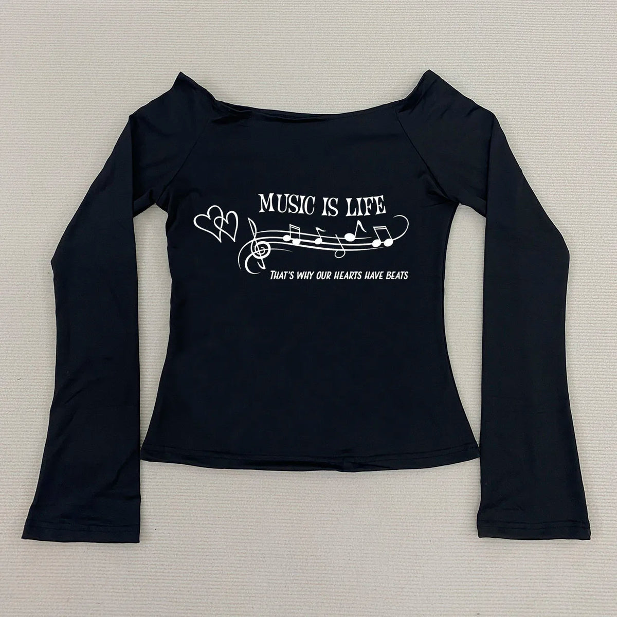 Y2K Slim Fit Long Sleeve T-Shirt – Korean Letter Print Women