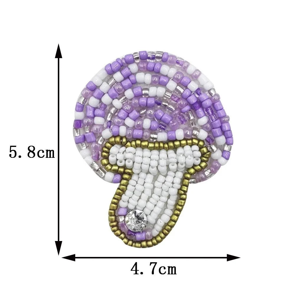 Handmade 3D Beaded Mushroom Patch – DIY Fabric Appliqué Craft