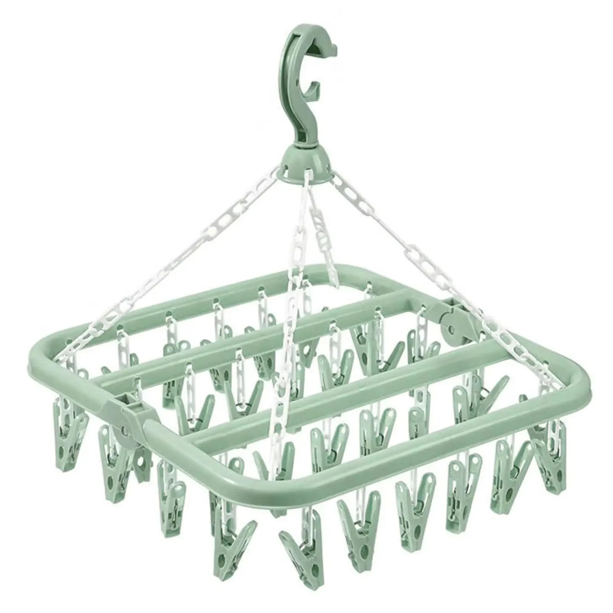 32-Clip Foldable Laundry Drying Hanger for Socks & Underwear