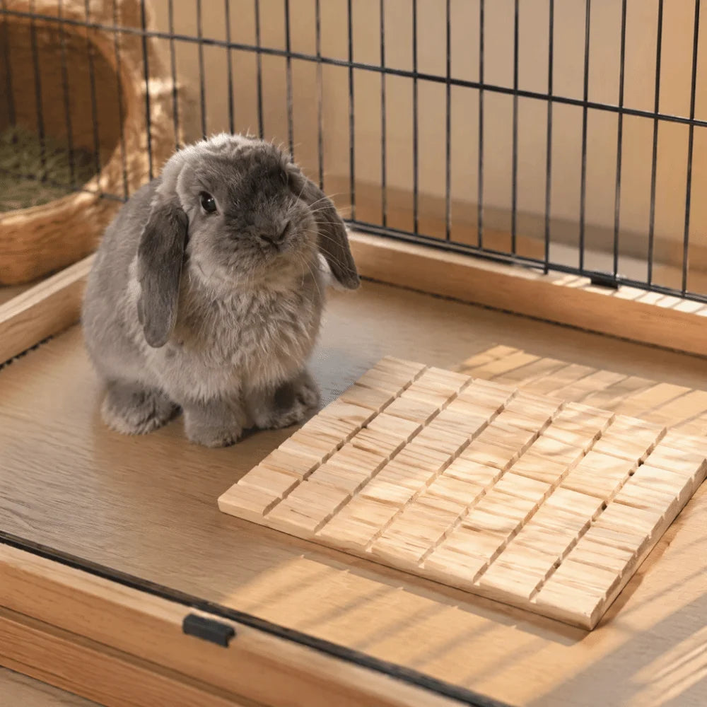 Wooden Scratching Board for Rabbits & Small Pets | Trough Groove