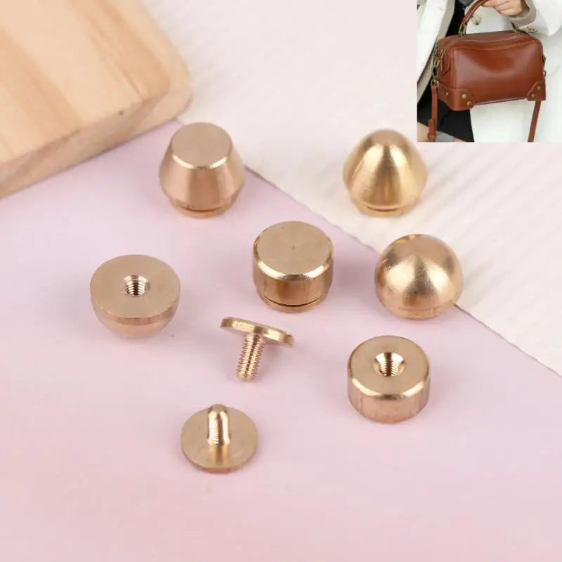 Solid Brass Rivets & Screws – 5-Set DIY Leather Bag Feet