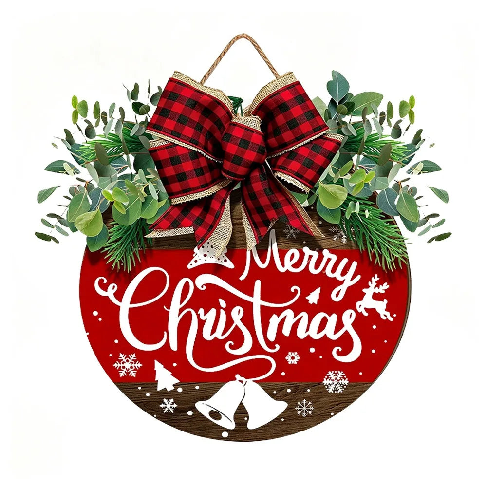 Wooden Christmas Hanging Door Sign – 2D Flat Festive Ornament