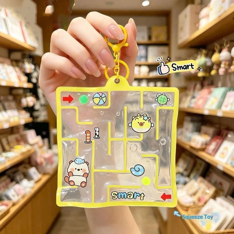 Water Bag Maze Squeeze Fidget Toy with Keychain | Backpack Pendant