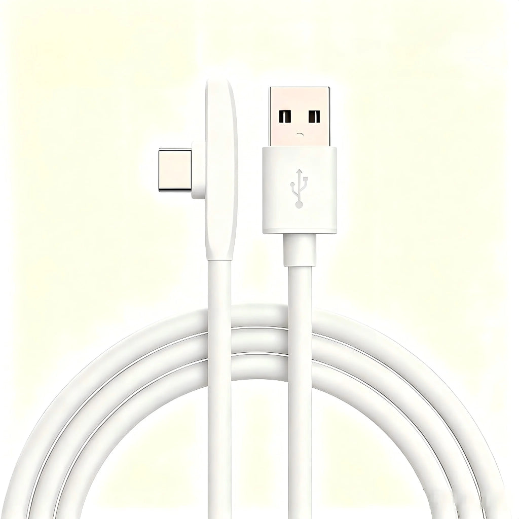 100W USB-A to USB-C Fast Charging Cable – 90° Right-Angle Braid