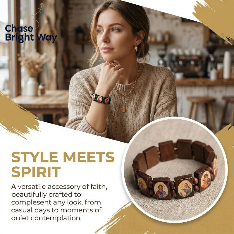Natural Wood Rosary Bracelet – Handmade Religious Jewelry
