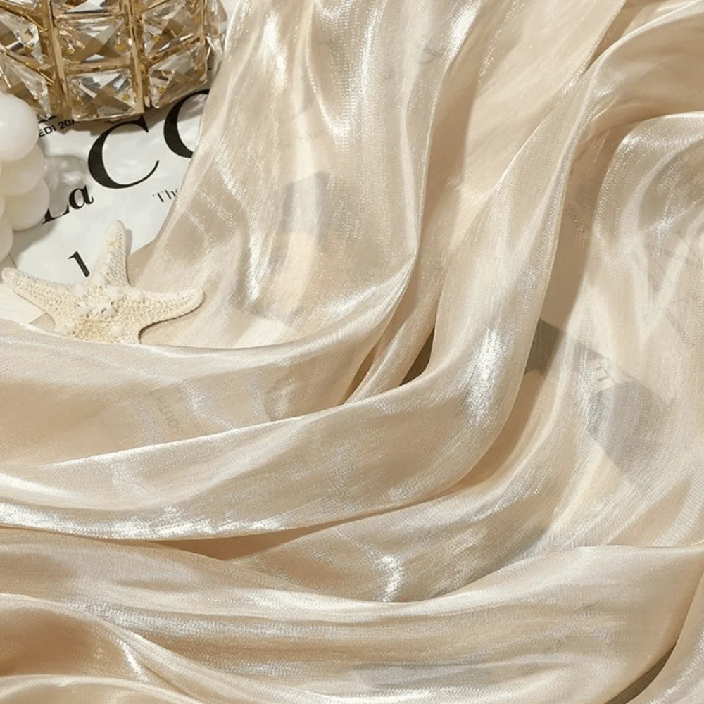 Reflective Liquid Satin Fabric – Metallic Water Gloss Texture