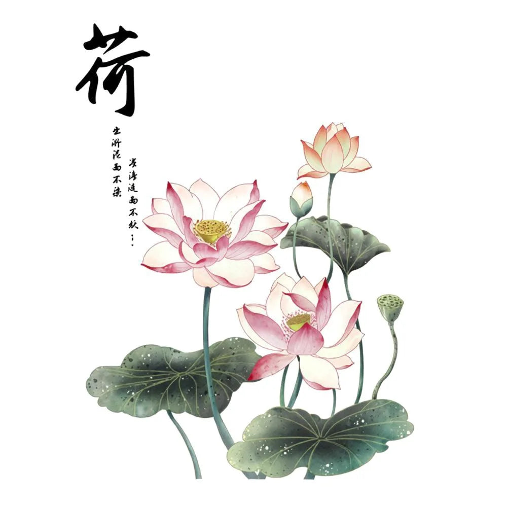 Koi Fish Lotus 3D Static Cling Glass Window Wall Decal