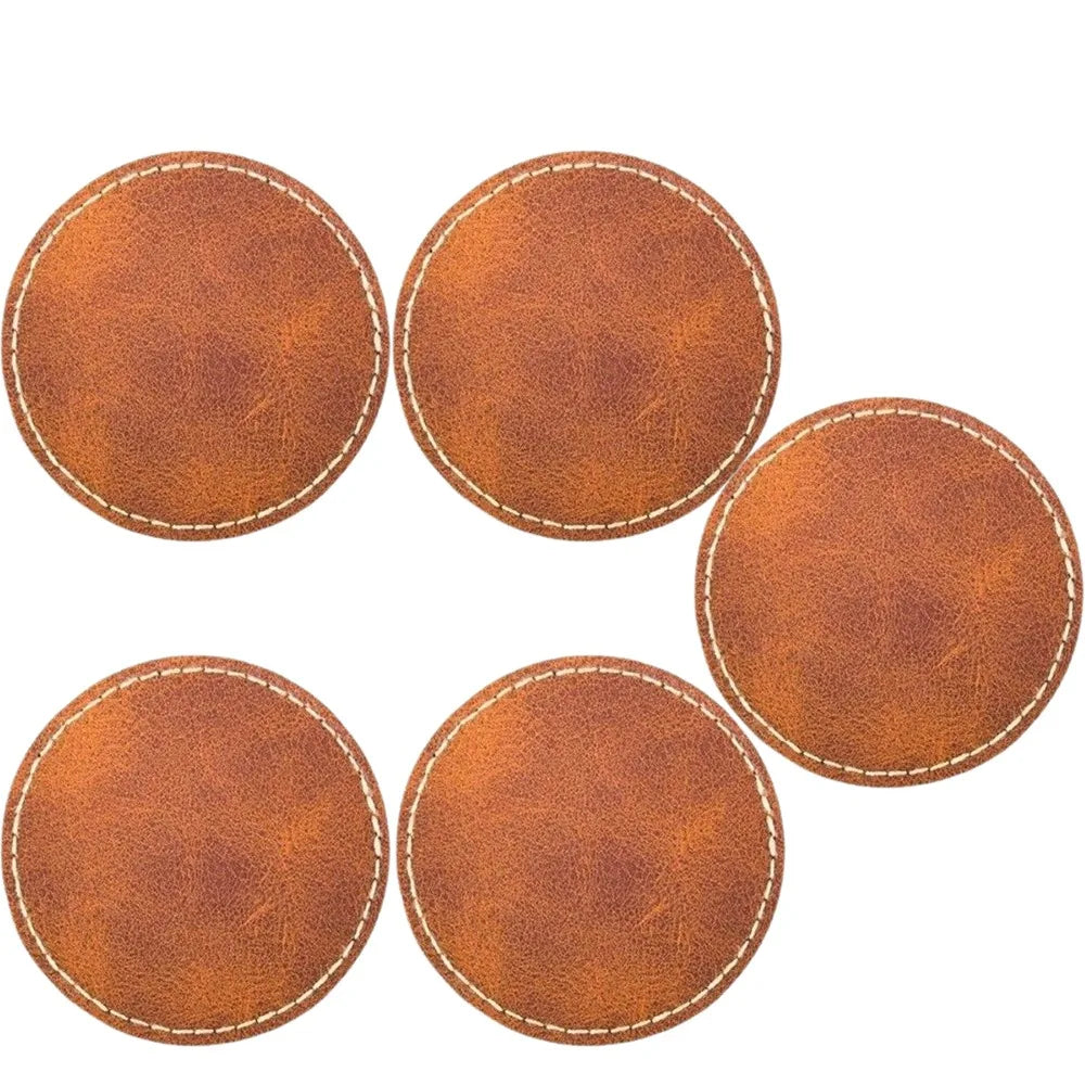 PU Leather Blank Hat Patches Brown – 5/10 Pack, 6.3cm