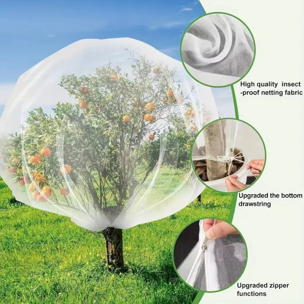 Plant Insect Screen Cover – Zip & Drawstring PE Mesh Netting