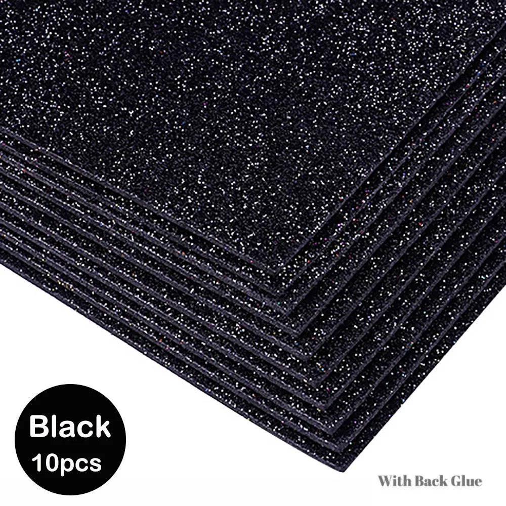 Self-Adhesive Glitter EVA Foam Paper A4 – 10-Pack Craft Sheets