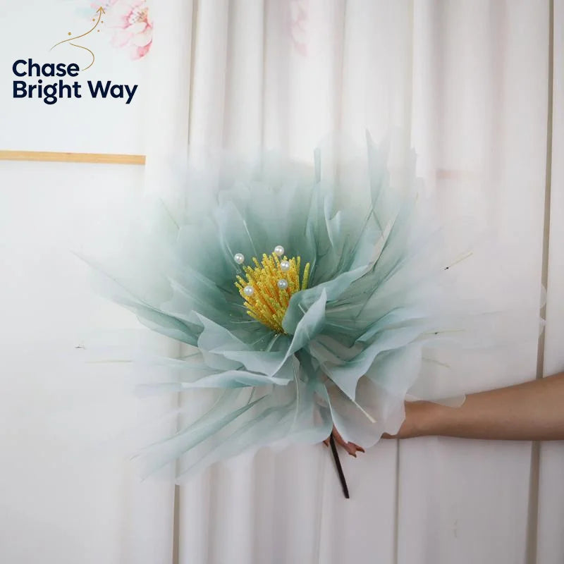 Giant Organza Artificial Flower with Pearl Stamen – Wedding Decor