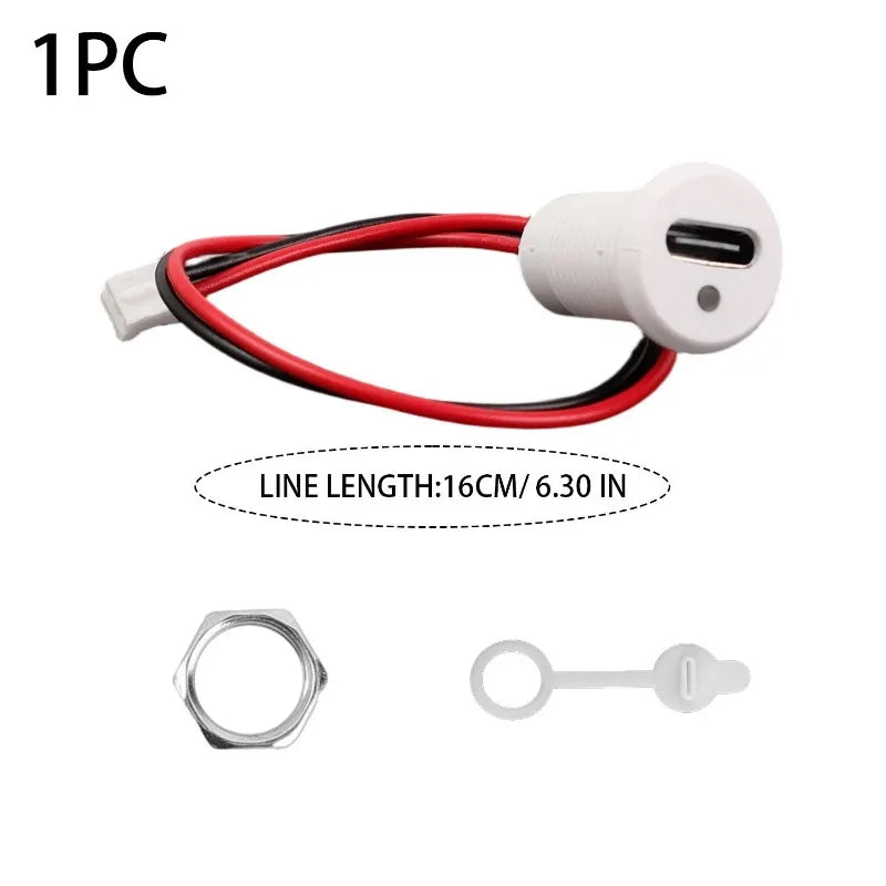 Waterproof USB-C Panel Mount Connector | Snap-In Car Dashboard