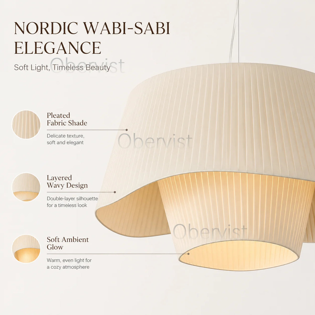 Wabi-Sabi Fabric Pendant Light | Nordic Cream Hanging Lamp