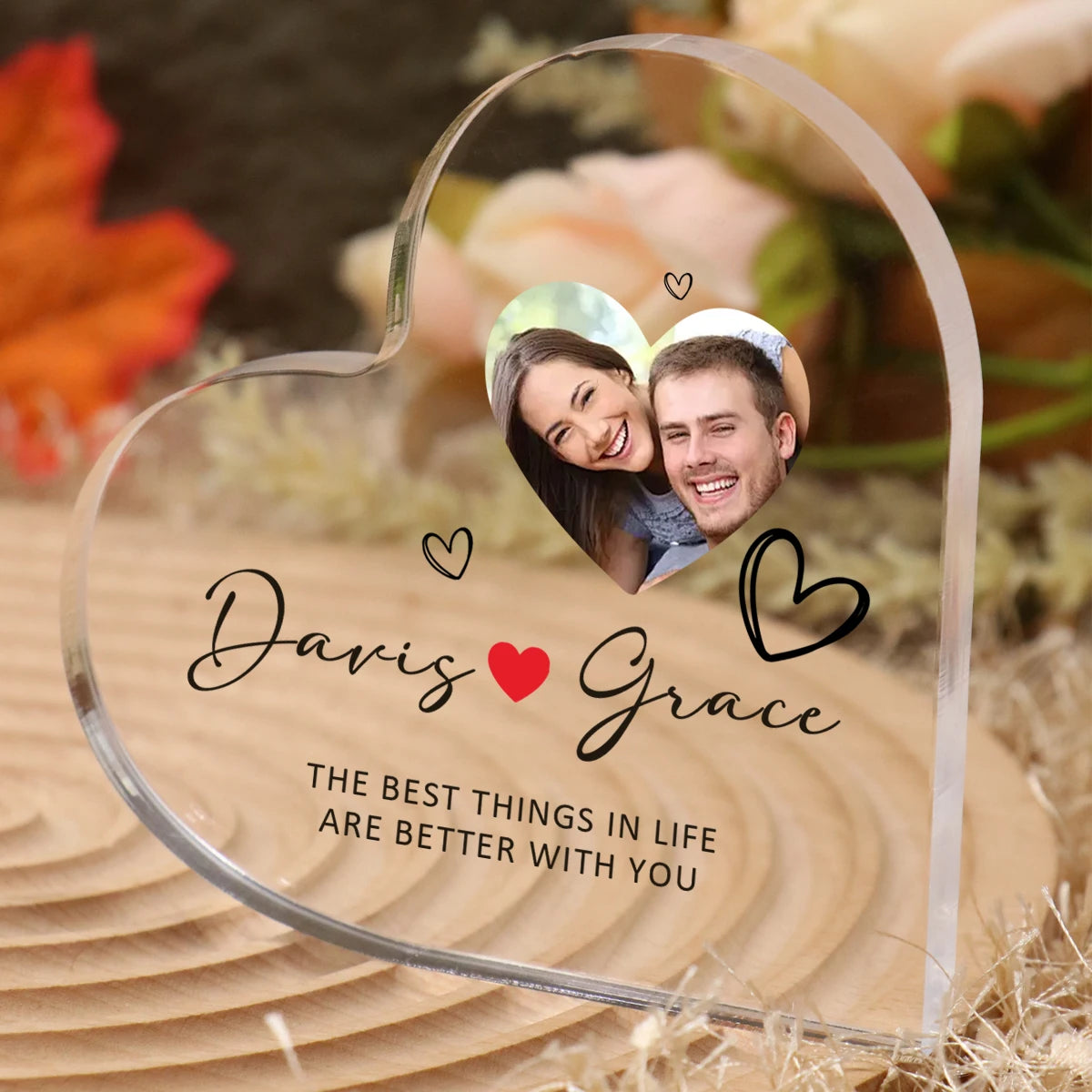 Personalized Heart Acrylic Ornament – Custom Name & Photo