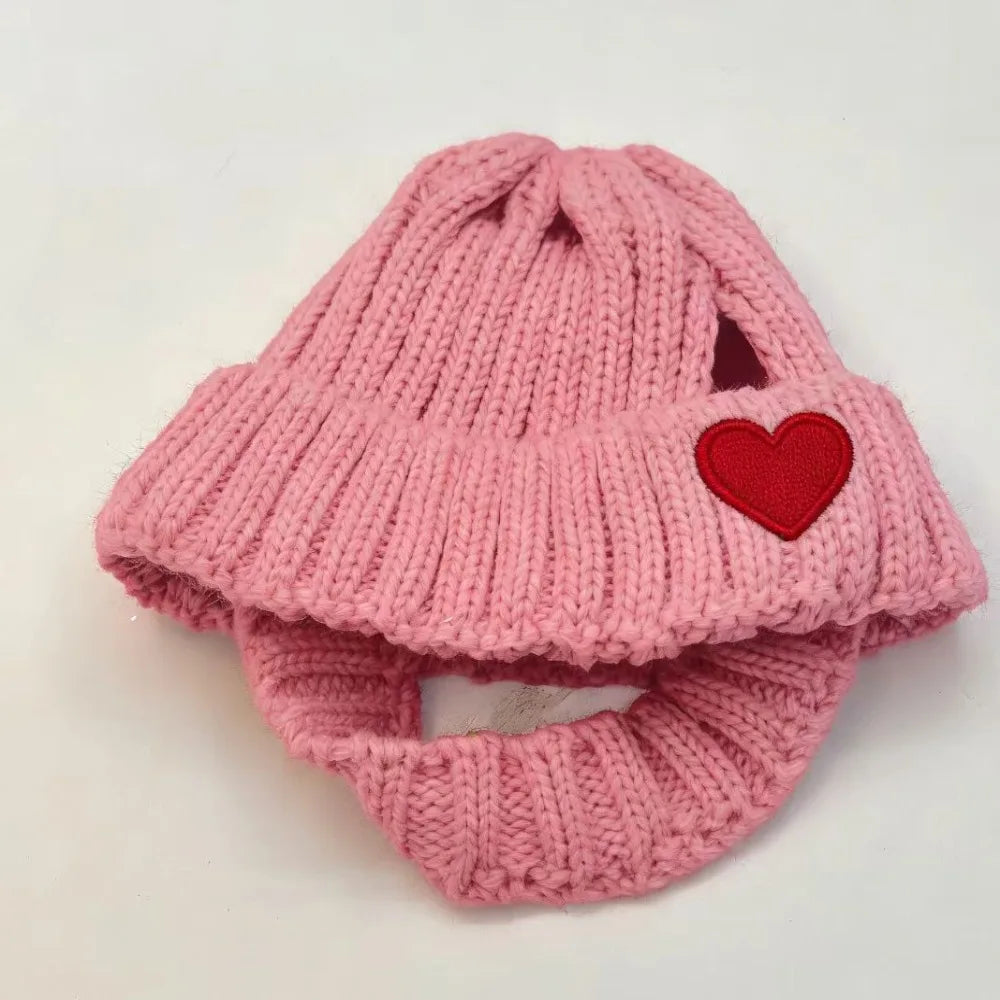 Ear-Exposed Pet Knitted Winter Hat – Small Dogs & Cats