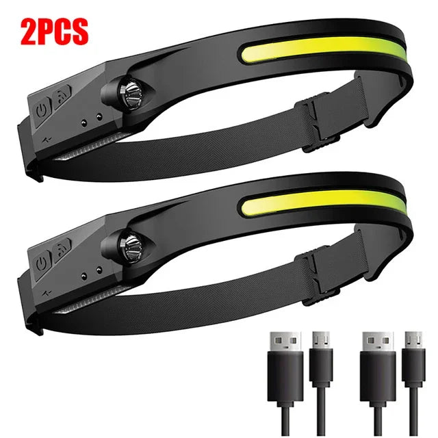 Sensor LED Headlamp Rechargeable – 6 Modes, 230° Wide Beam