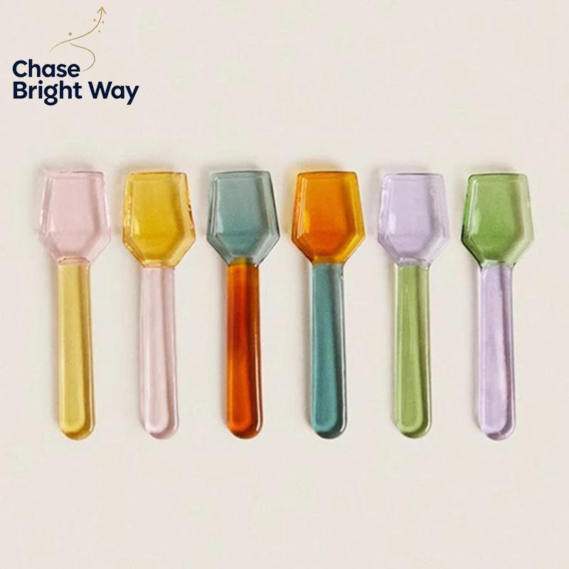 Colorful Borosilicate Glass Dessert Spoon – Short Handle Gift