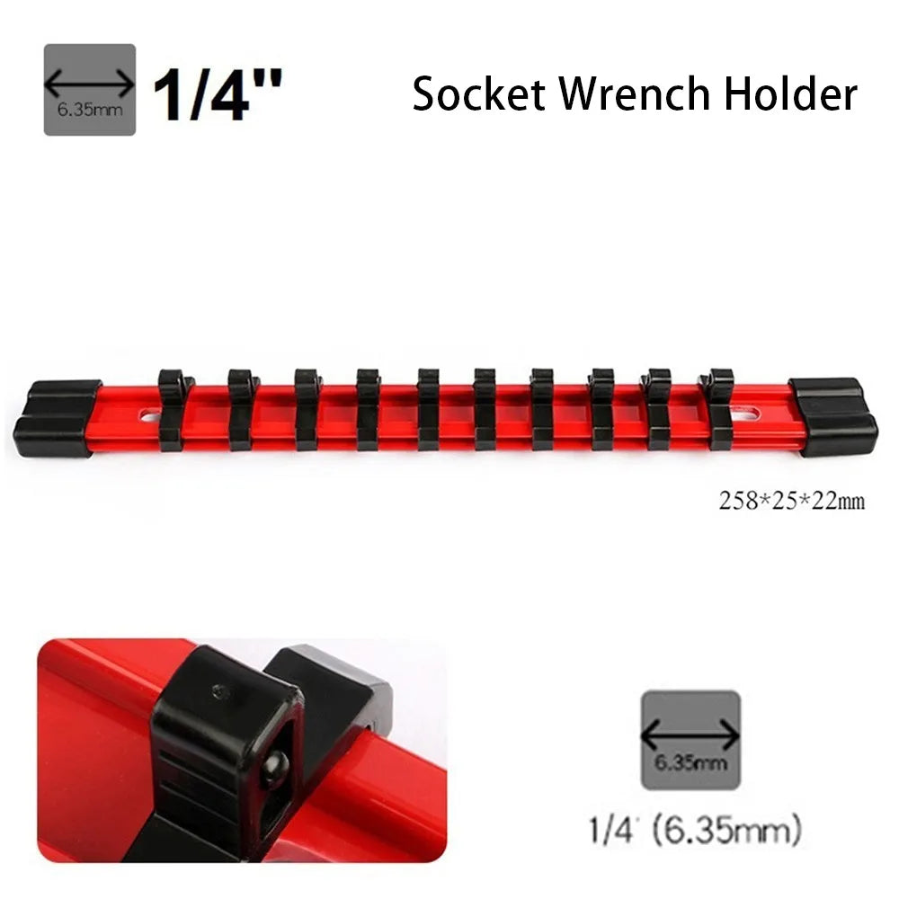 Socket Wrench Holder Rail – 1/4" 3/8" 1/2" Drive Organizer