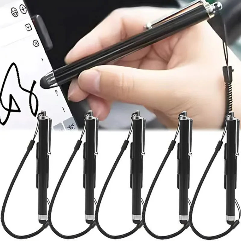 Universal Capacitive Stylus with Spring Cable & Pen Clip