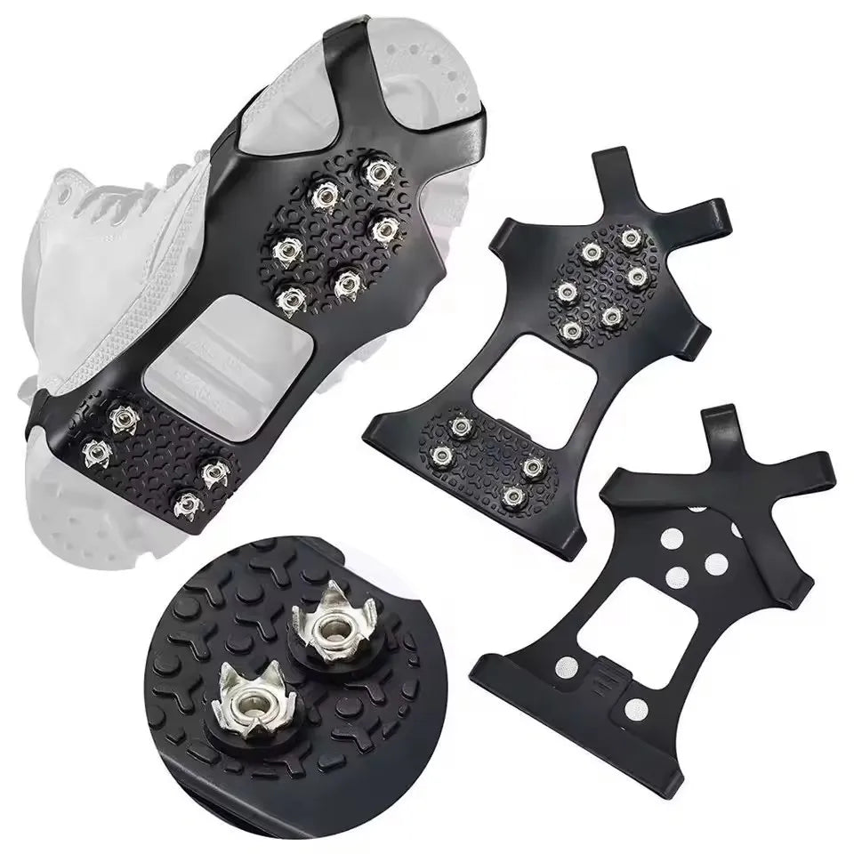 10-Spike Ice Cleats Crampons – Anti-Slip Snow Shoe Grippers
