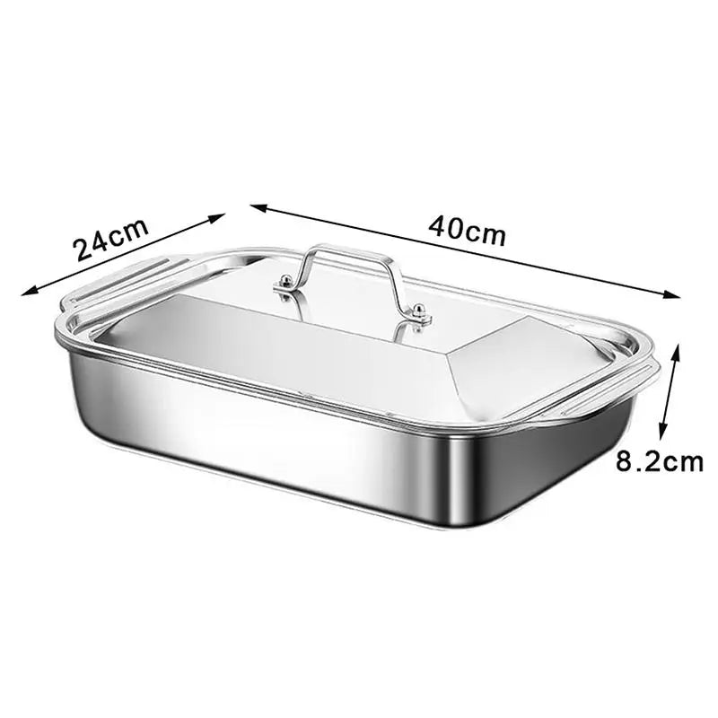 Stainless Steel Baking Pan with Lid – Deep Dish Cookware