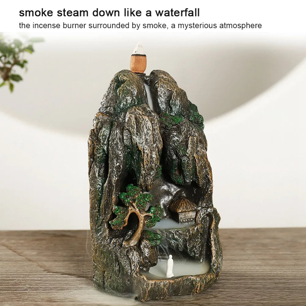 Mountain Tower Waterfall Backflow Incense Burner + 10 Cones