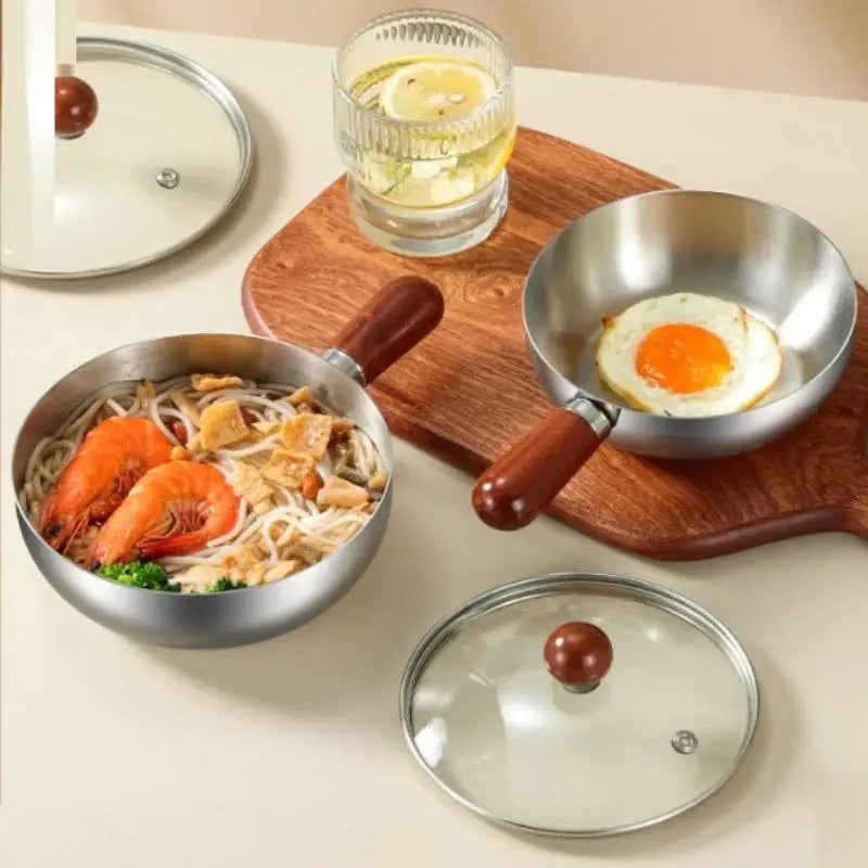 Stainless Steel Bowl with Walnut Wood Handle | 17–20cm