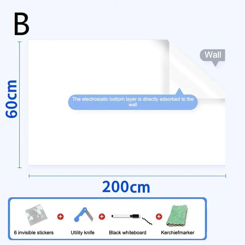 Whiteboard Wall Sticker – Reusable Static Cling Dry Erase Sheet
