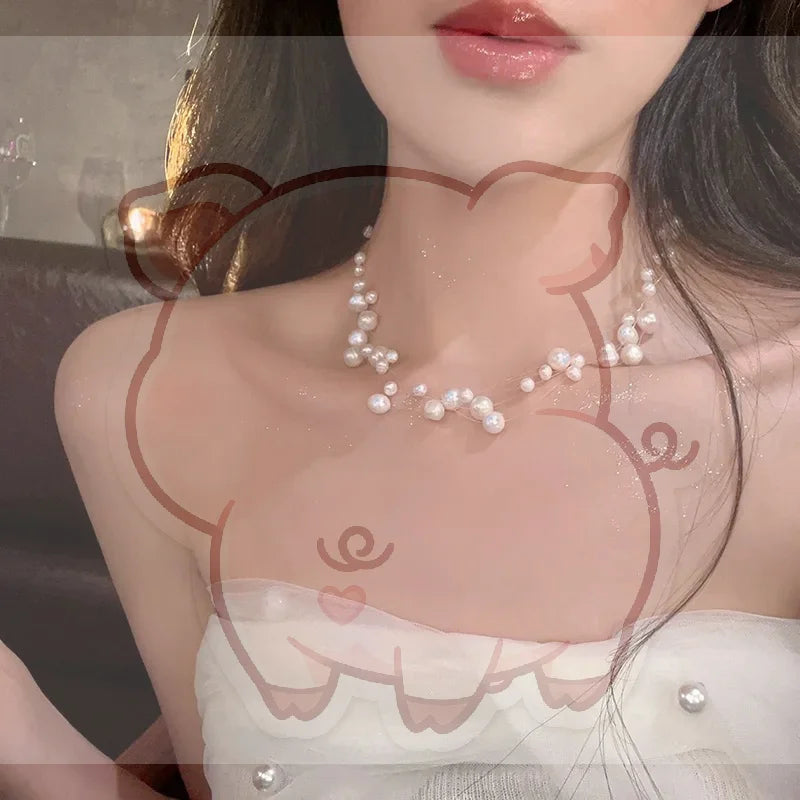 French Style Pearl Multi-Layer Pendant Necklace | Women
