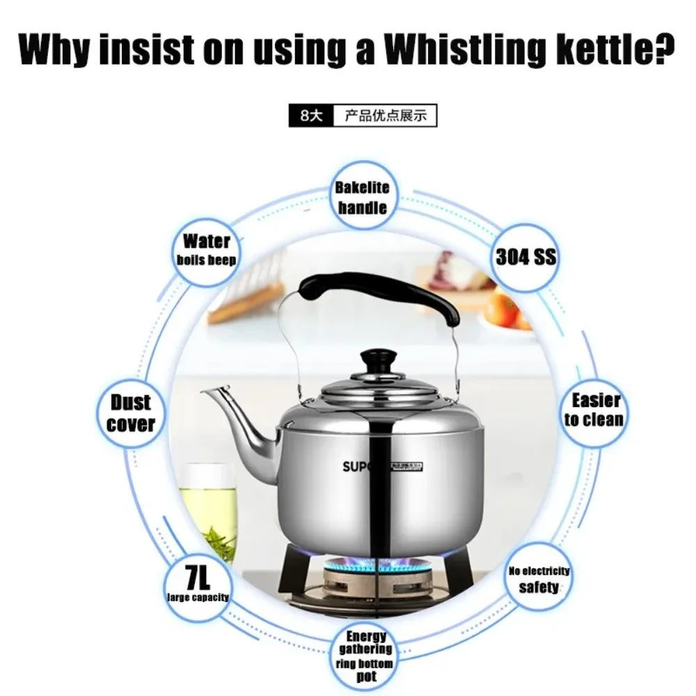 Stainless Steel Whistling Teapot – Stovetop Kettle 4L & 7L