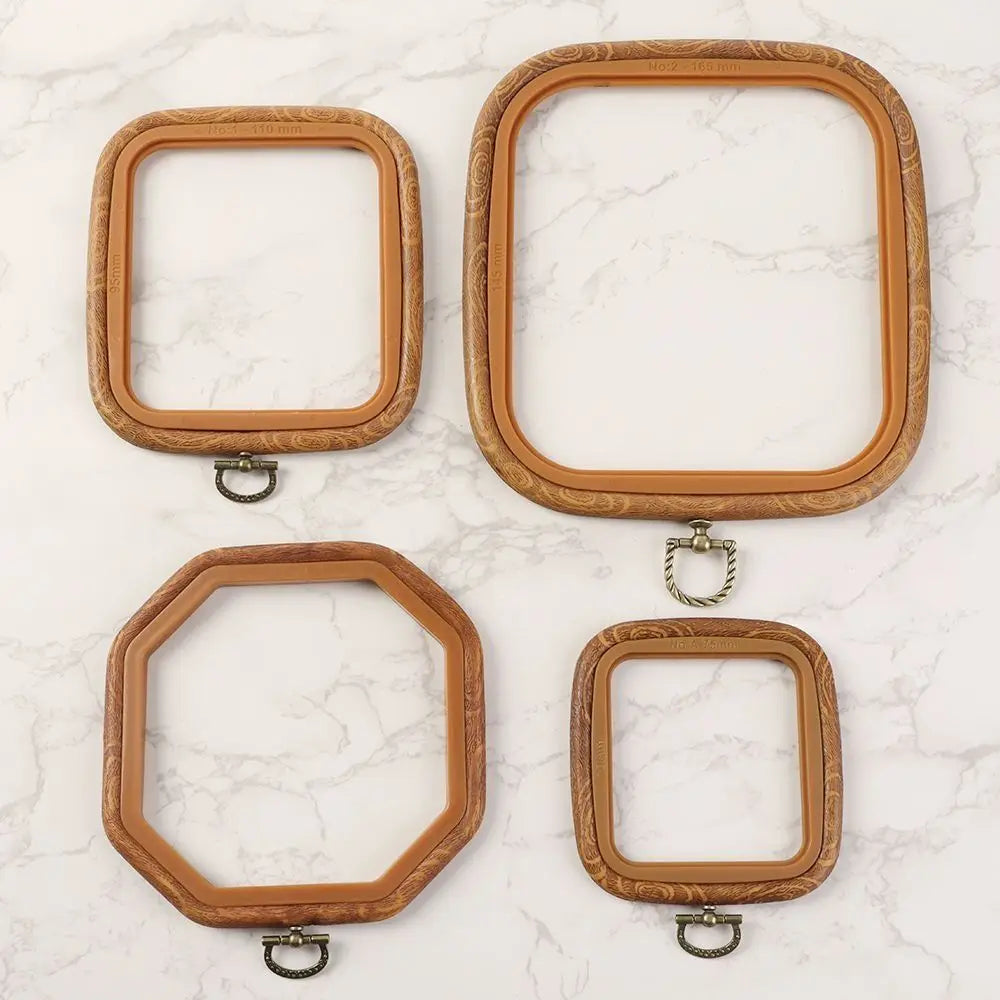 Wood Grain Plastic Embroidery Hoop – Multi-Shape DIY Frame