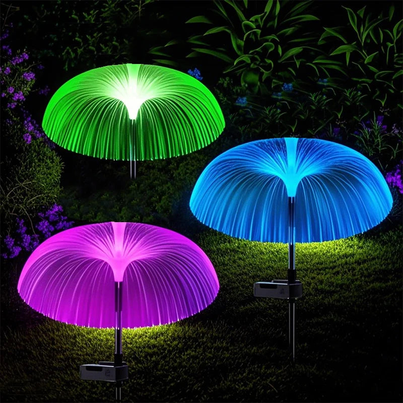 Solar Fiber Optic Jellyfish Stake Light – 7 Color Changing