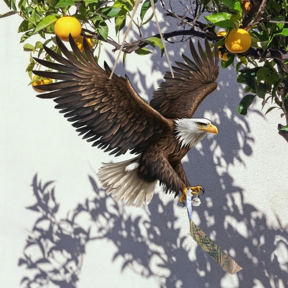 Waterproof Owl Bird Repellent Hanging Decoy with Bell & Reflector