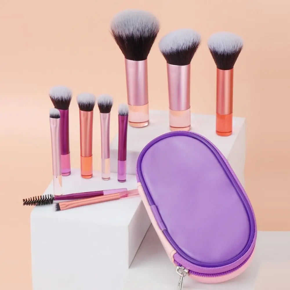 10-Piece Crystal Handle Makeup Brush Set with Storage Bag