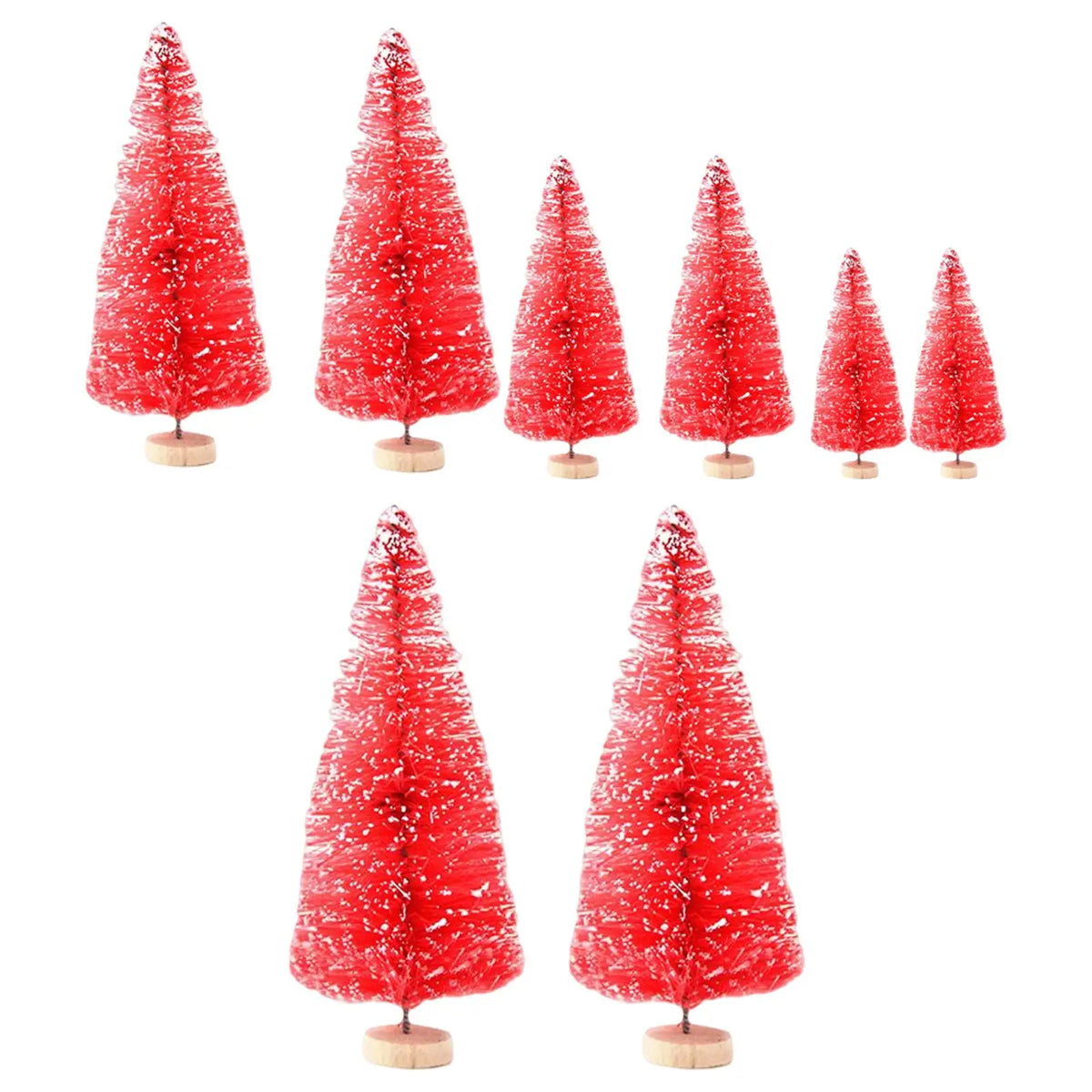 Miniature Pine Tree Set – 8 Bottle Brush Trees with Wooden Bases