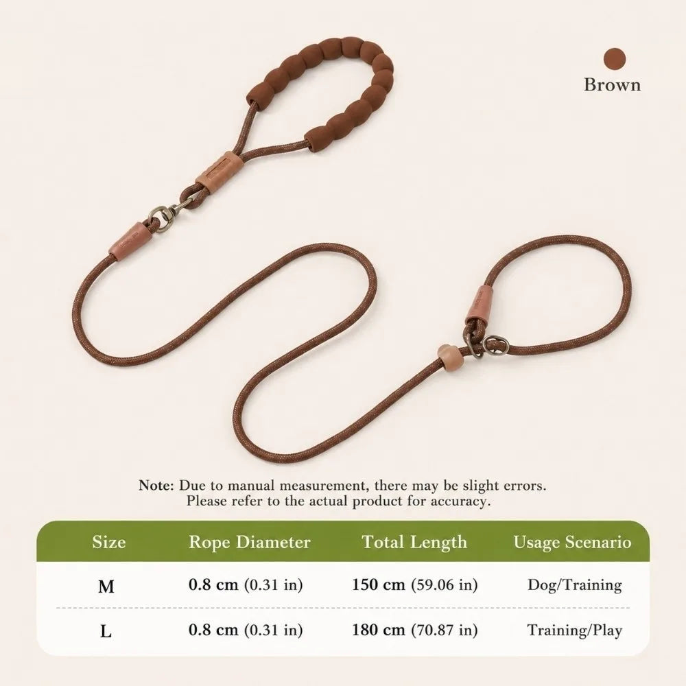 Nylon Slip Lead Dog Leash – Soft Grip Training Rope for Small Dogs