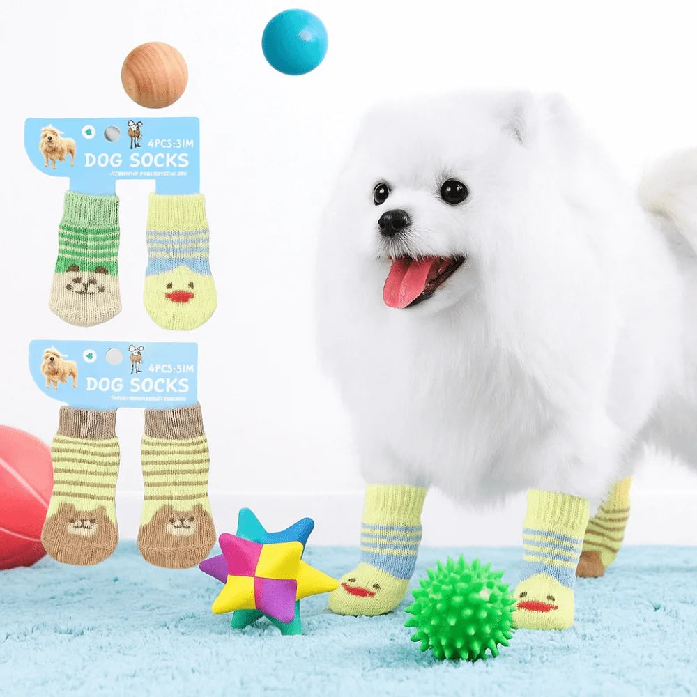 Non-Slip Cotton Dog Socks – Warm Booties for Small Breeds